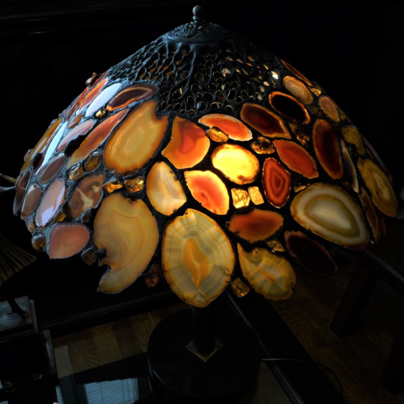Autorska duża lampa mnóstwa plastrów agatu brazylijskiego